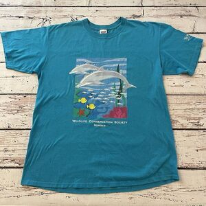Vintage 90s Wildlife Conservation‎ Society Dolphin Ocean T-Shirt Size XL
